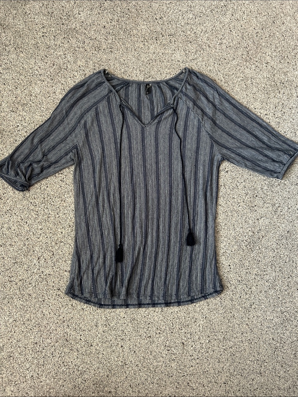 Striped Navy Tie-Front Women’s Tunic Top